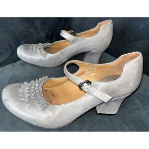 EARTHIES Shipley Sz 8 Dark Gray Chunky Heel Steampunk Retro Rockabilly